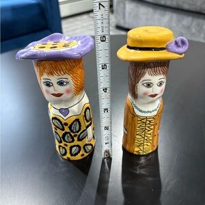 Hand-Painted Ceramic Lady salt and pepper shakers